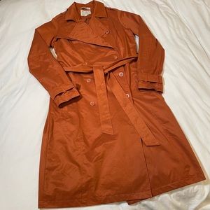 Water Resistant Orange Trench Coat Medium